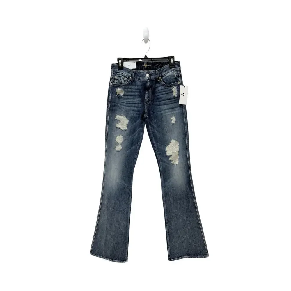 NWT 7 For All Mankind A Pocket Flare‎ Distressed Jeans Women’s Size 28